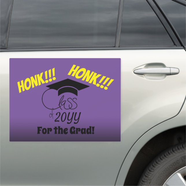 Custom Honk Class of Year For The Grad-Black  Car Magnet (In Situ)