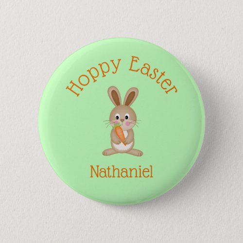 Custom Hoppy Easter Adorable Bunny with Carrot Button