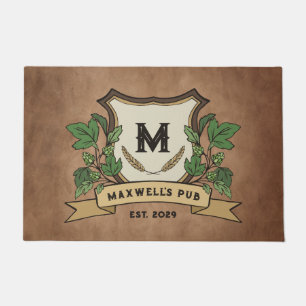 Custom Hops Barley Monogram Weathered Your Pub  Doormat