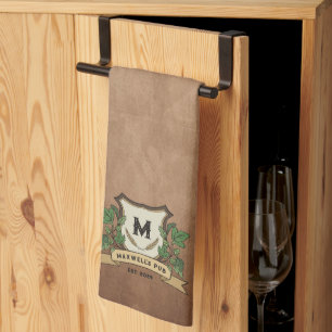 Custom Hops Barley Monogram Weathered Your Pub Kitchen Towel
