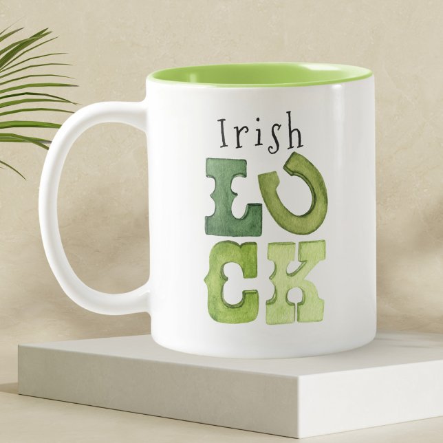 Custom Horeshoe Irish Luck St Patricks Day Two-Tone Coffee Mug (Creator Uploaded)