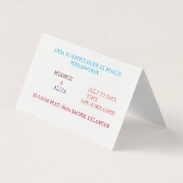 Custom Horizontal Tent Fold Folded Business Card (Front)