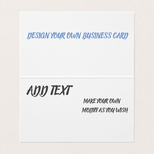 Custom Horizontal Tent Fold Folded Business Card (Inside Unfolded)