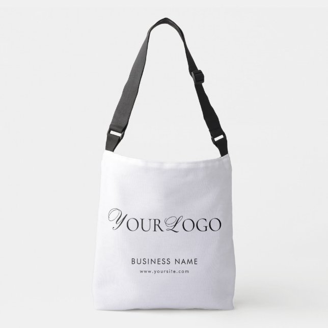 Custom Horizontal Thin Logo Text Business Company  Crossbody Bag (Front)