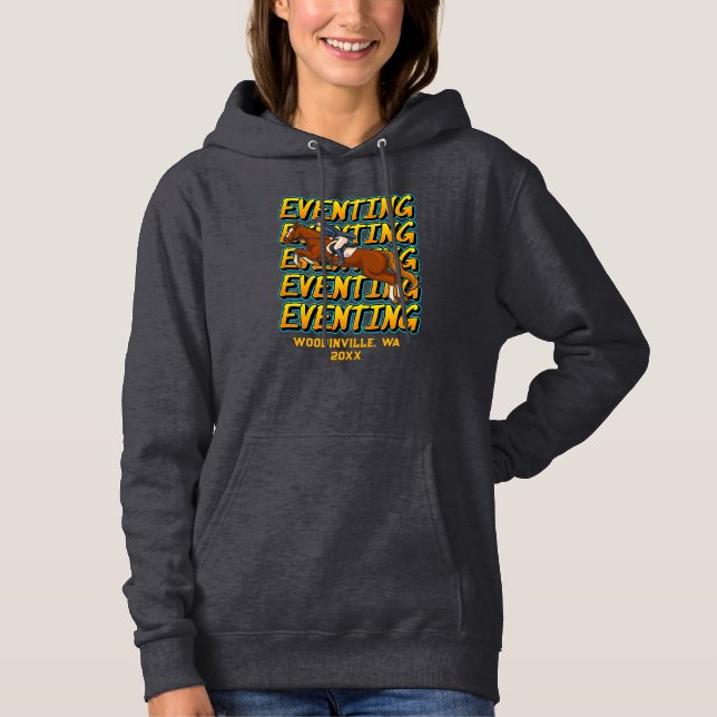 Custom Horse Eventing Event or Location Date Name Hoodie (Front)