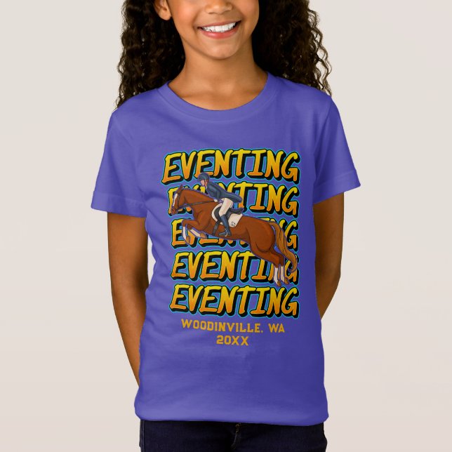 Custom Horse Eventing Event or Location Date Name T-Shirt (Front)