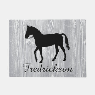 Custom Horse Grey Wood Pattern Doormat