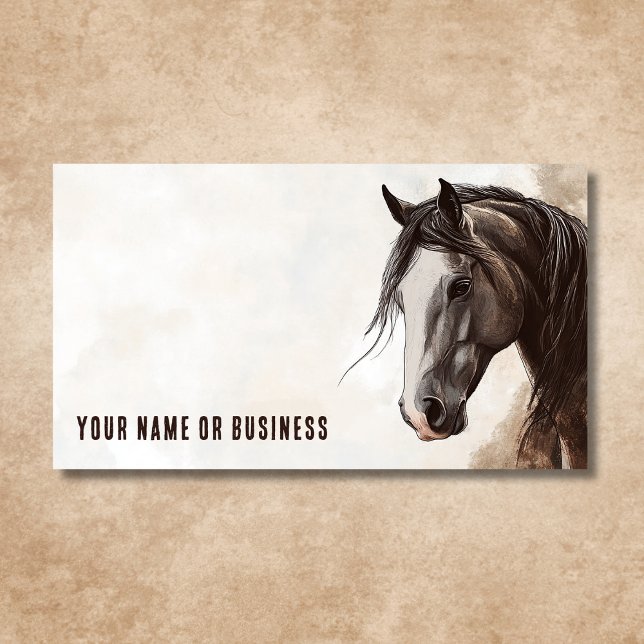 Custom Horse Illustration Professional Contact Business Card (Front - Custom Horse Illustration Professional Contact Business Card)