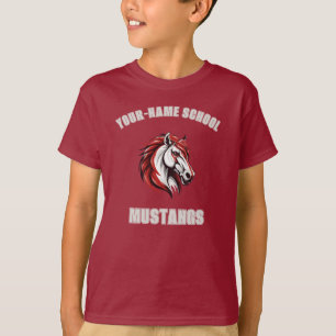 CUSTOM Horse Mustang Stallion Mascot Red & Grey T-Shirt
