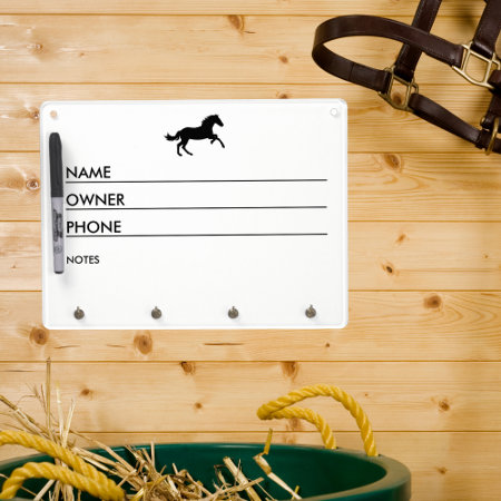 Custom Horse Name Equestrian Care Feeding Stall Dry Erase Board With K