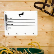 Custom Horse Name Equestrian Care Feeding Stall Dry Erase Board With Keychain Holder at Zazzle