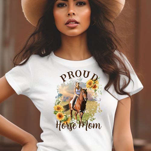 Custom Horse Pet Photo Text Sunflower Accent T_Shirt