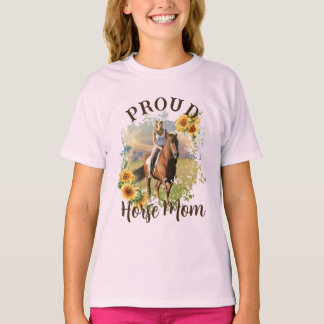 Custom Horse Pet Photo Text Sunflower Accent T-Shirt