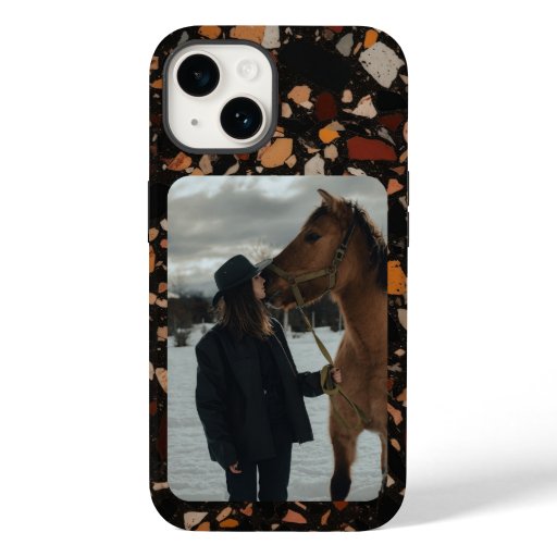 Custom Horse Photo Equestrian Terrazzo Pattern Case-Mate iPhone 14 Case
