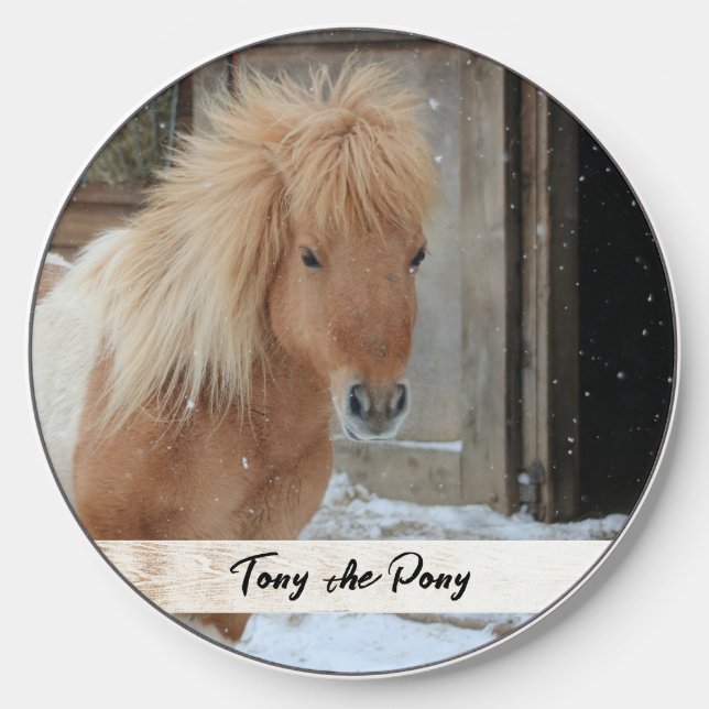 Custom Horse Pony Photo Template Wireless Charger (Front)