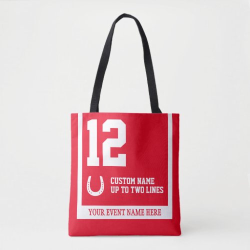 Custom Horse Racing Saddle Cloth Red White Tote Bag