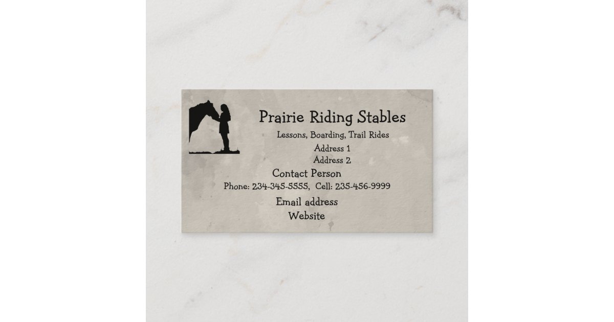 Custom Horse Riding Trail Riding Stable Business Card Zazzle