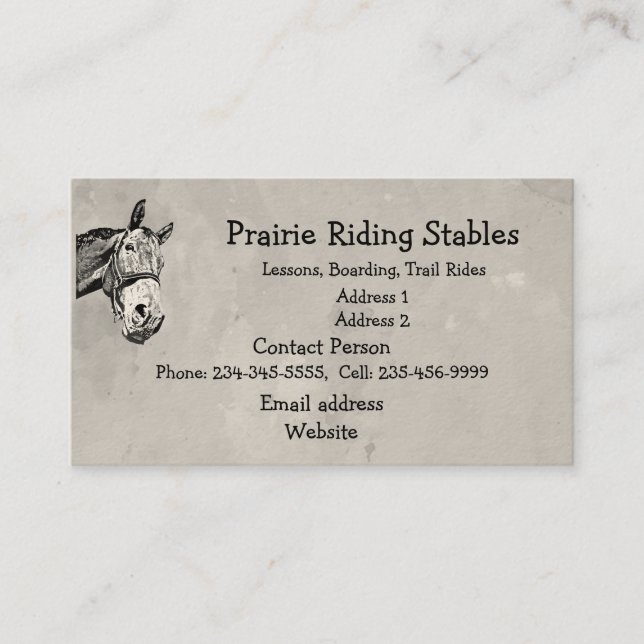 Custom Horse Riding Trail Riding Stable Humor Business Card (Front)