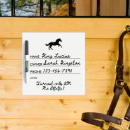 Custom Horse Stall Equestrian Care Feeding Dry Erase Board at Zazzle