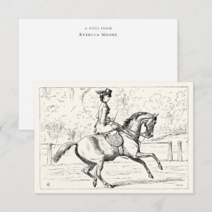 Custom Horse Stationery Vintage Equine Side Saddle Note Card