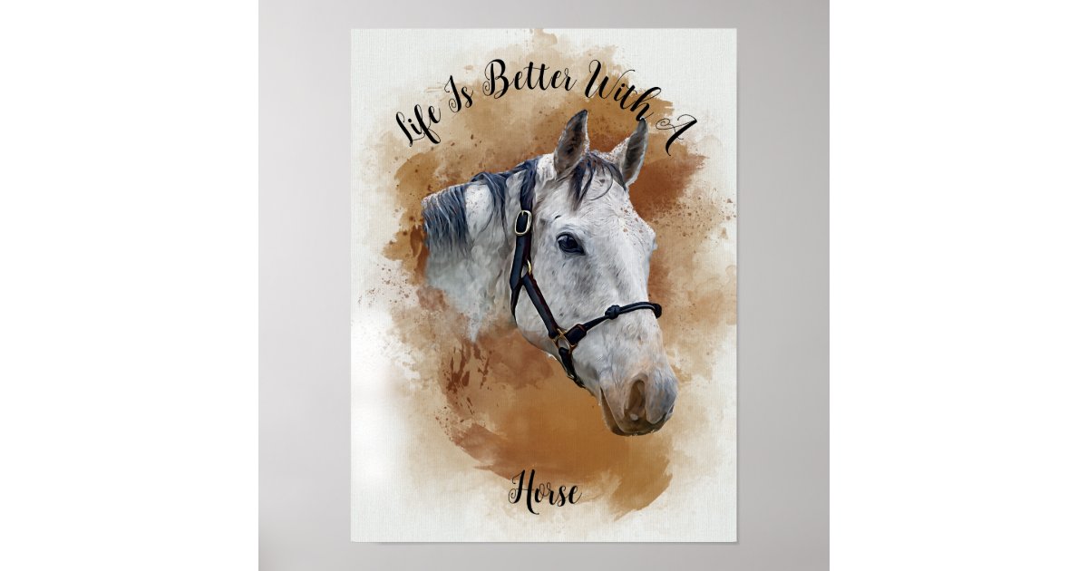 Custom Horse Watercolor Wall Art Poster | Zazzle