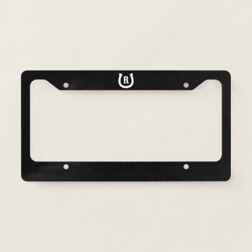 Custom horseshoe monogram license plate frame