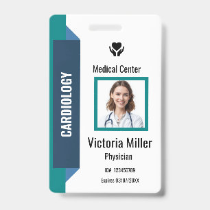 Custom Hospital Employee ID Logo & Photo Navy Badge