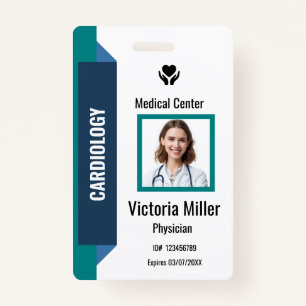 Custom Hospital Employee ID Logo & Photo Navy Badge