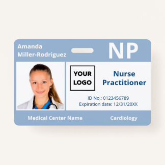 Custom Hospital Employee Logo Light Blue Photo ID Badge