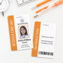 Custom Hospital Employee Logo Photo Orange ID Badge