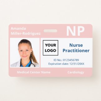 Custom Hospital Employee Logo Pink Photo ID Badge