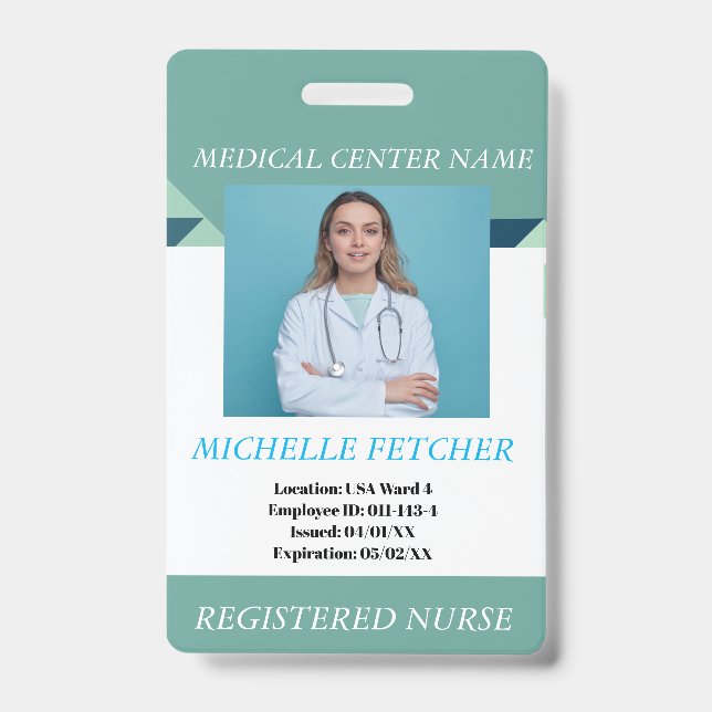 Custom Hospital Employee Photo ID Badge (Front)