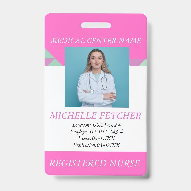 Custom Hospital Employee Photo ID Badge (Front)