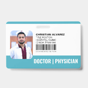 Custom Hospital Medical Doctor Physician Teal Badge