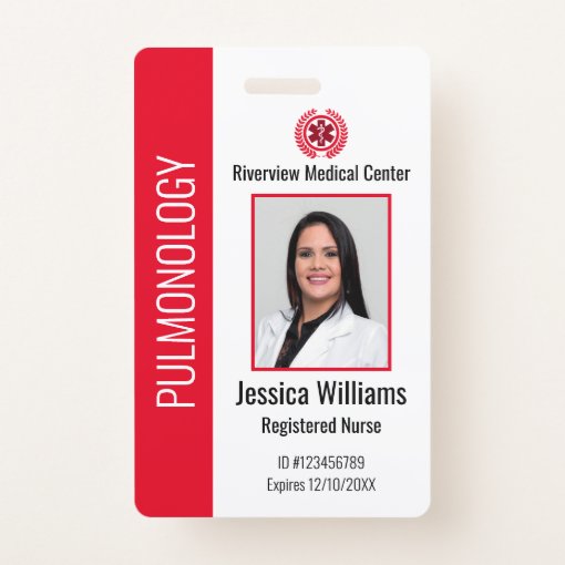 Custom Hospital Medical Employee Photo Badge Red | Zazzle