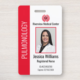 Custom Hospital Medical Employee Photo Badge Red