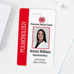 Custom Hospital Medical Employee Photo Badge Red
