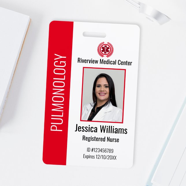 Custom Hospital Medical Employee Photo Badge Red (Creator Uploaded)