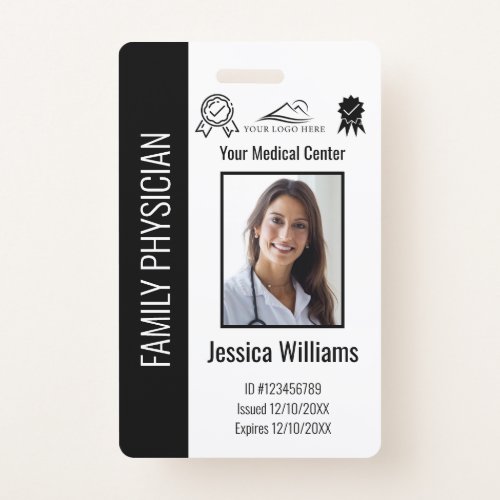 Custom Hospital Medical Employee Photo Black ID Badge