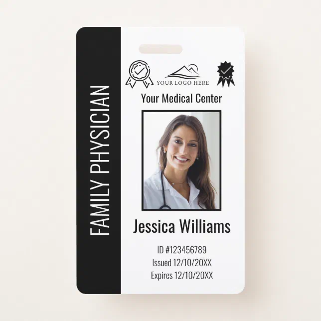 Custom Hospital Medical Employee Photo Black ID Badge | Zazzle