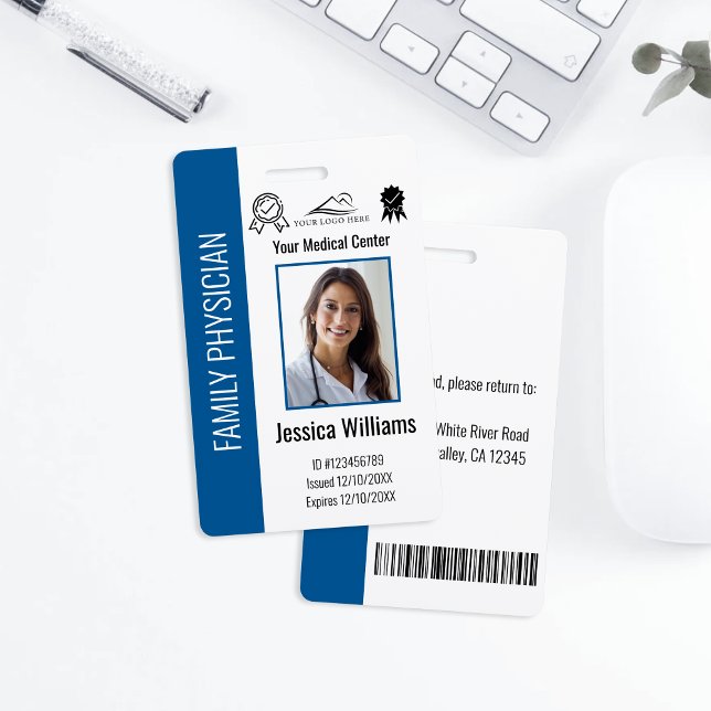 Custom Hospital Medical Employee Photo Blue ID Badge (Creator Uploaded)