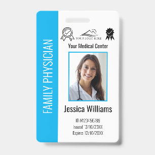 Custom Hospital Medical Employee Photo Blue ID Badge