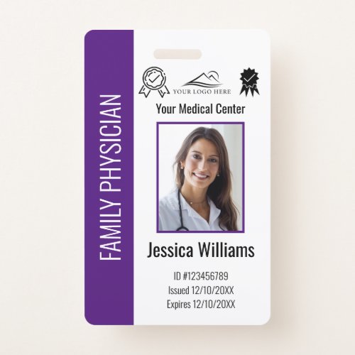 Custom Hospital Medical Employee Photo Purple ID Badge