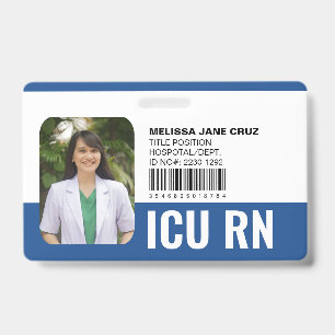 Custom Hospital Medical Staff Nurse Doctor Blue Badge