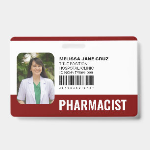 Custom Hospital Medical Staff Nurse Pharmacist Red Badge