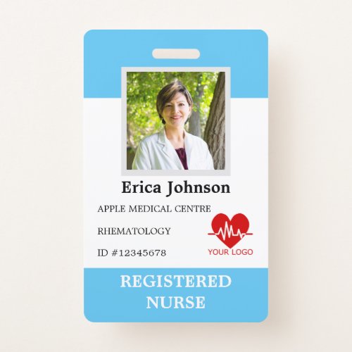 custom Hospital nurse Employee Logo  Photo ID Badge