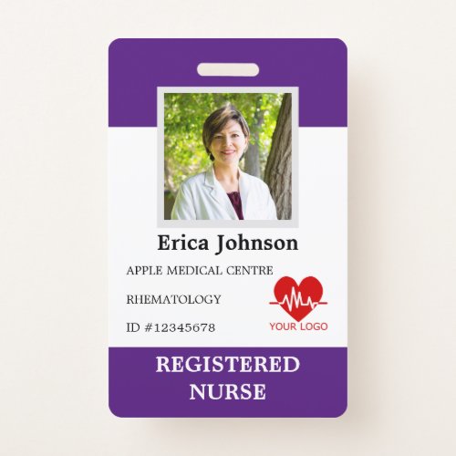 custom Hospital nurse Employee Logo  Photo ID Badge