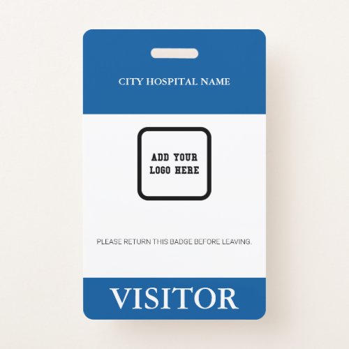 Custom Hospital Visitor Pass Barcode Logo ID Badge