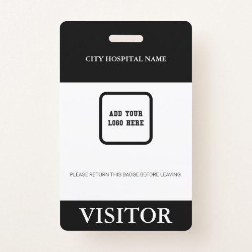 Custom Hospital Visitor Pass Barcode Logo ID Badge