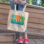 Custom Hot Air Balloon Festival Cute Sunrise Tote Bag<br><div class="desc">Experience the joy of seeing dozens of beautiful,  colorful hot air balloons rising into the sky. Customize your own cute hot air balloon festival tote bag. It features a blue,  red,  and green balloon flying in front of a pretty sunset or sunrise.</div>